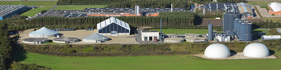 Légi felvétel a Lemvig Biogas biogáz előállító üzemről