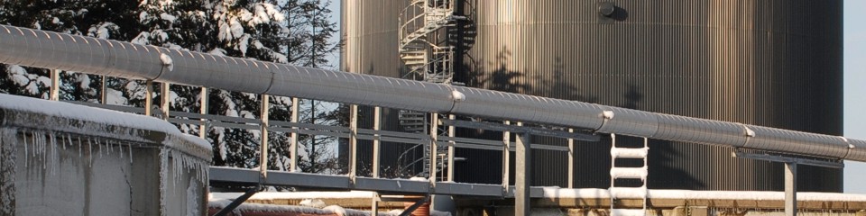 Lemvig Biogasanlgs fire reaktortanke. Tre tanke  2400 m3 og n tank  7100 m3